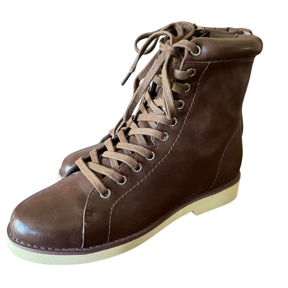 Matt & Nat Brown Potter Combat Boots Lace-Up Zip-up Design - Picture 2 of 10